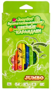 Карандаши цветные Jooydoo JUMBO ароматизированные, трехгранные, 12 цветов, зеленая упаковка