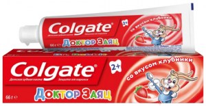 Зубная паста детская Colgate "Доктор Заяц" со вкусом клубники, 2+, 50мл.