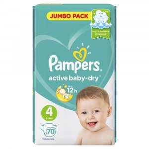 Подгузники Pampers Active Baby-Dry 9-14 кг, размер 4, 70 шт.