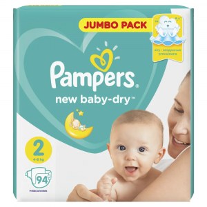 Pampers Подгузники New Baby-Dry 4-8 кг (размер 2) 94 шт