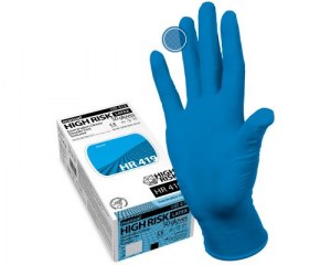 Перчатки смотровые "High Risk ", латексные, неопудренные , синие,  (S)