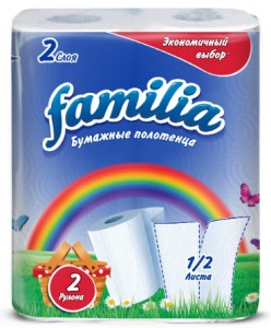 Бумажные полотенца  FAMILIA РАДУГА "Экономичный выбор" 2 слоя, 2 рулона