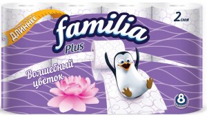 Туалетная бумага FAMILIA Plus Волшебный цветок 8 рулонов, 2 слоя