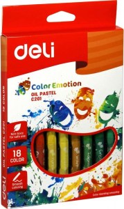 Карандаши восковые DELI Color Emotion шестигранные 18цветов.