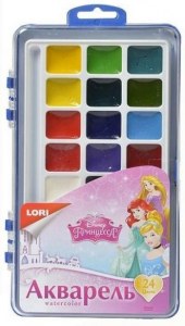 Акварель LORI "Принцессы Disney" 24 цвета, без кисти