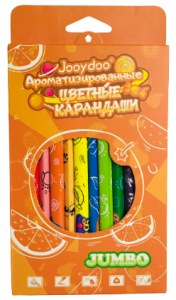 Карандаши цветные Jooydoo JUMBO ароматизированные, трехгранные, 12 цветов, оранжевая упаковка
