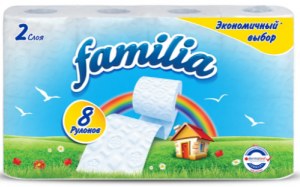 Туалетная бумага FAMILIA РАДУГА "Экономичный выбор" 2 слоя, 8 рулонов