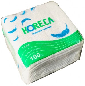 Салфетки бумажные HORECA однослойные, белые, 70-75шт.