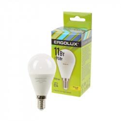 Лампа светодиодная ERGOLUX LED-G45-11W-E14-3K 220В 11Вт E14 3000K теплый белый