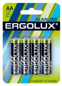 Батарейка Ergolux Alkaline LR6 BL-4, 4 шт.