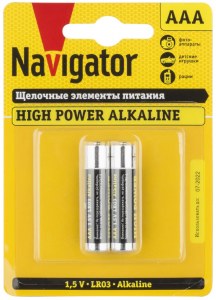Батарейки Navigator 94 750 NBT-NE-LR03-BP2  алкалиновые ААА, 2 шт