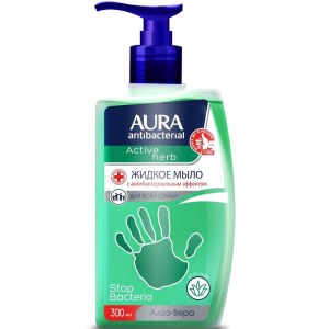 Антибактериальное жидкое мыло для рук AURA "АЛОЭ", 300 мл
