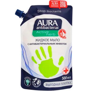 Антибактериальное жидкое мыло для рук AURA "РОМАШКА," дой-пак, 500 мл