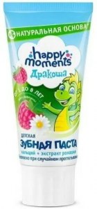 Детская гелевая зубная паста со вкусом малины Happy Moments Дракоша ,60 мл