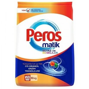 Стиральный порошок Peros Matik для белого и цветного белья, гипоаллергенный , 6кг