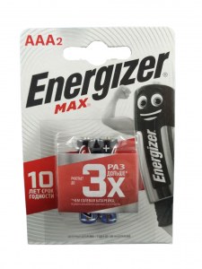 Комплект батареек Energizer max AAA (LR03) 1.5V алкалиновые, 2шт.