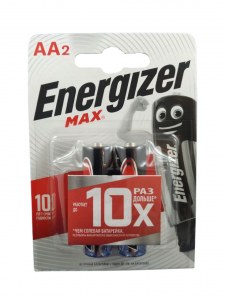 Комплект батареек Energizer max AA (LR6) 1.5V алкалиновые, 2шт.