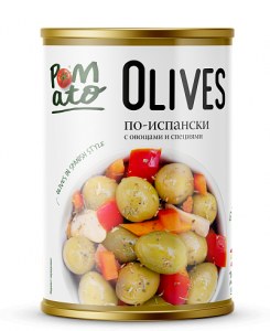 Оливки Pomato по-испански с овощами и специями, 300г