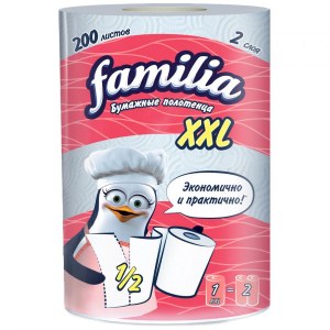 Бумажные полотенца  FAMILIA XXL 2 слоя, 1 рулон (маленький отрыв)