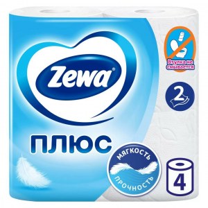 Туалетная бумага ZEWA-Plus  4 рулона 2 слоя