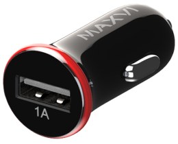 Автомобильное зарядное устройство Maxvi CCM-101BR, USB 1A, черно-красное