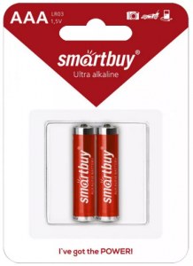 Комплект батареек smartbuy AAA (LR03) 1.5V алкалиновые, 2шт.