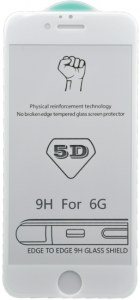 Стекло защитное 5D Glass MQ для iPhone 6/6s без упаковки белое