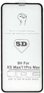 Стекло защитное 5D Glass MQ iPhone 11ProMax/XS Max (6.5) без упаковки черное
