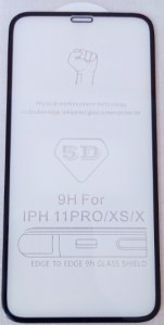 Стекло защитное 5D Glass MQ iPhone X/Xs/11Pro (5.8) без упаковки черное